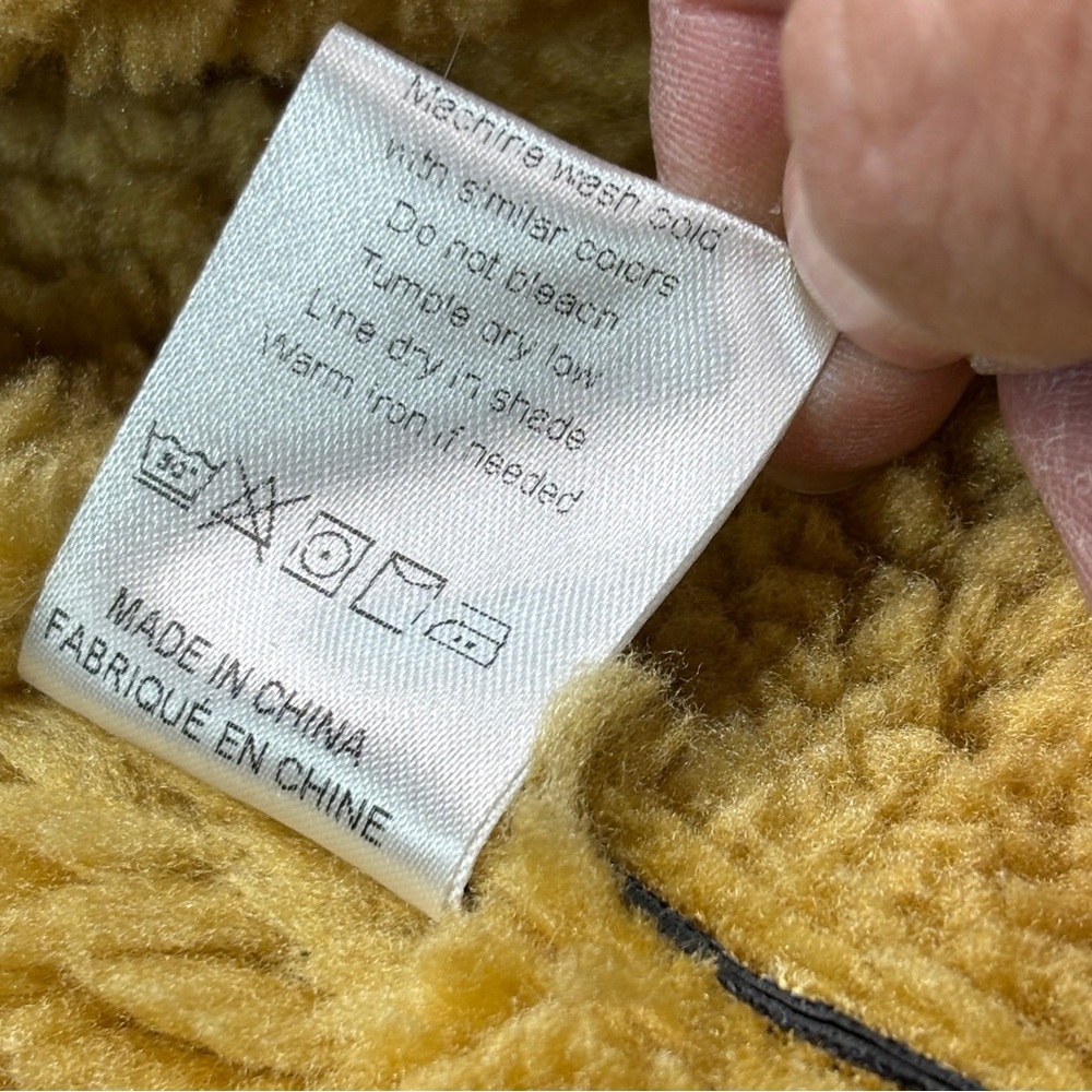 Men’s Faux Leather Sherpa Lined Jacket Vintage Collared Long Sleeve large - Picture 5 of 10
